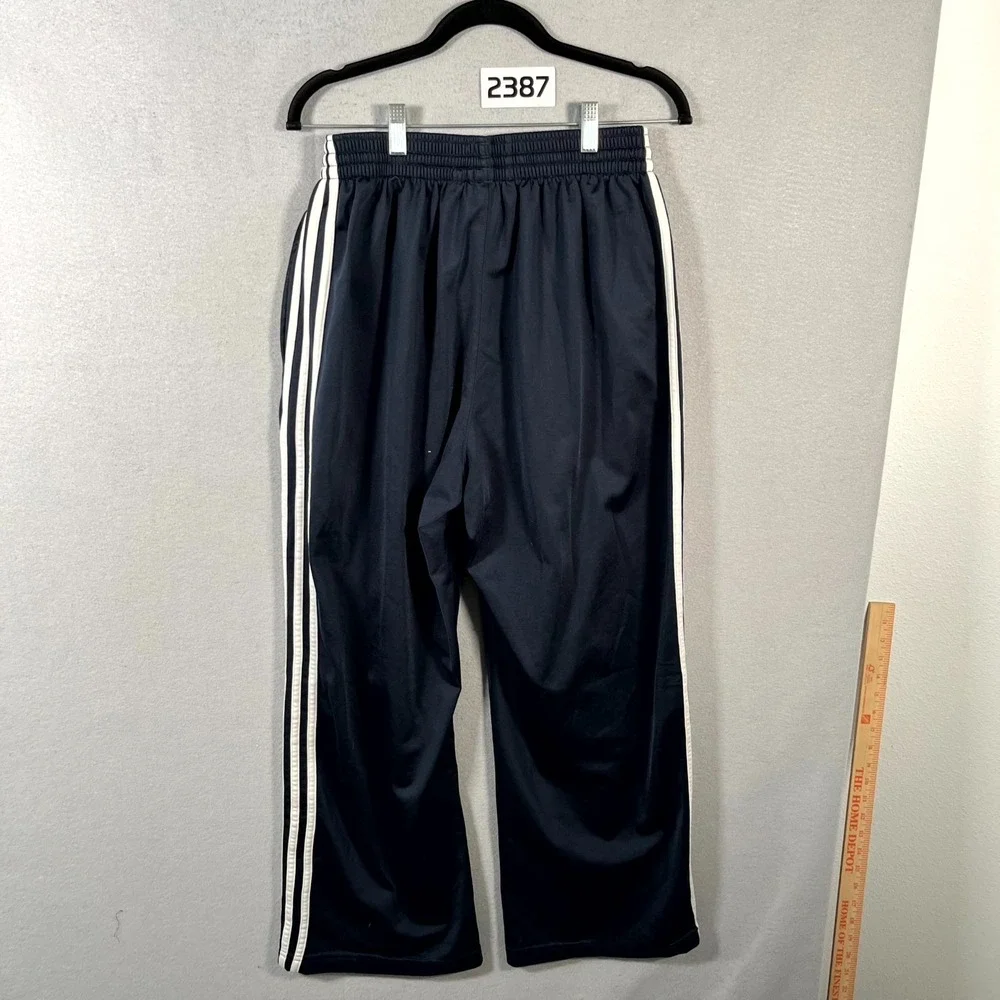 Adidas Essentials Sweatpants Men Medium Black White 3 Stripe Tricot Logo Running